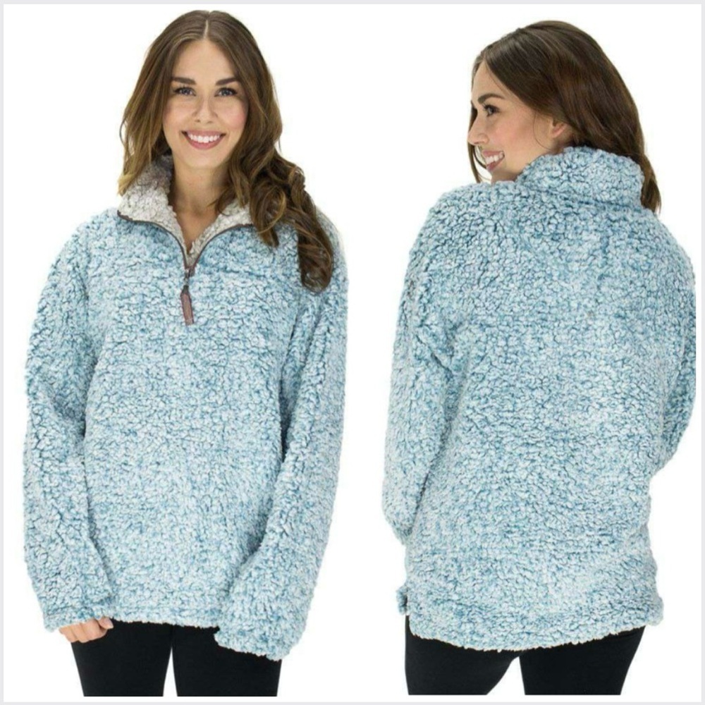 True Grit Frosty Tipped Pile 1/4 Zip Pullover,‎ Women’s, Color Aqua, Size Small